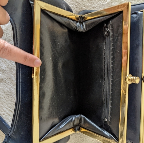 Vintage 90s Navy Faux Leather Bag - Picture 9 of 11